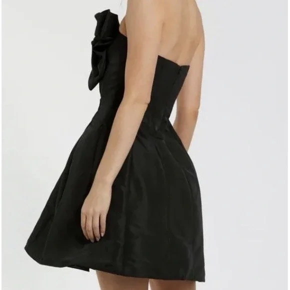 IEENA MAC DUGGAL Black Strapless Oversized Bow Fit & Flare Mini Dress Size 6 - Picture 8 of 8